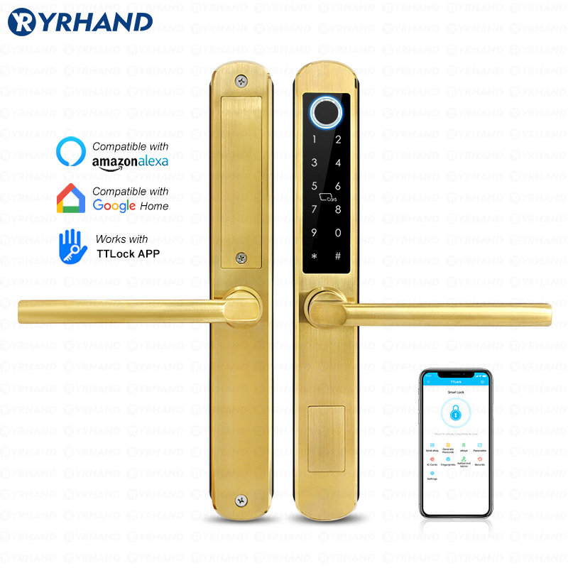 Unique Electronics Gadgets - IP66 ゴールドステンレス鋼スライドガラススマートロック Ttlock アプリ Google ホーム