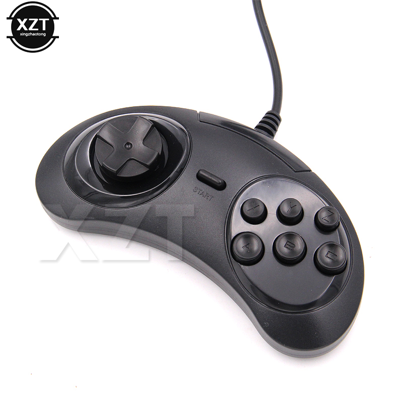 Retro Game Controller Usb - セガジェネシスゲーム用の有線コントローラー,クラシックなUSBジョイスティック,Mac用の6つのボタン,大規模なゲームパッド