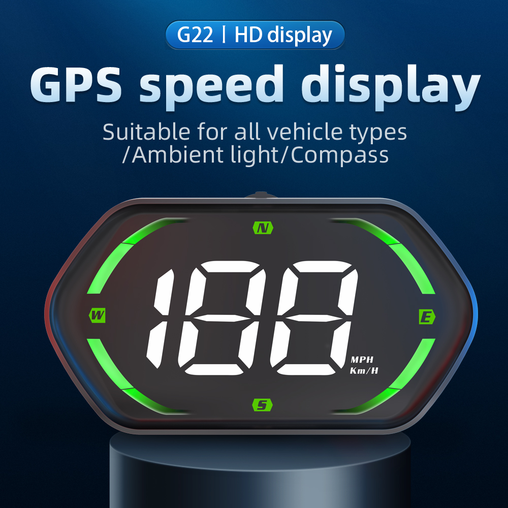 Electronics Gadgets To Gift - G22 車用HUDヘッドアップディスプレイ、GPSデジタルスピードメーター、コンパス、速度超過警告フラッシュ、自動周囲光感度調整、KM/H MPH切り替え可能、車、SUV、トラック、バイクに汎用、高品質車載電子機器、実用的なホリデーギフト