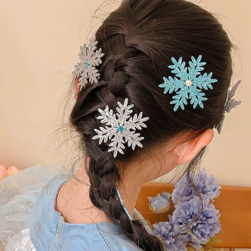 Elsa Gadget - 2 個冬の新冷凍スノーフレークヘアピン子供のヘアクリップエルサプリンセスヘアアクセサリーガールサイド BB クリップ