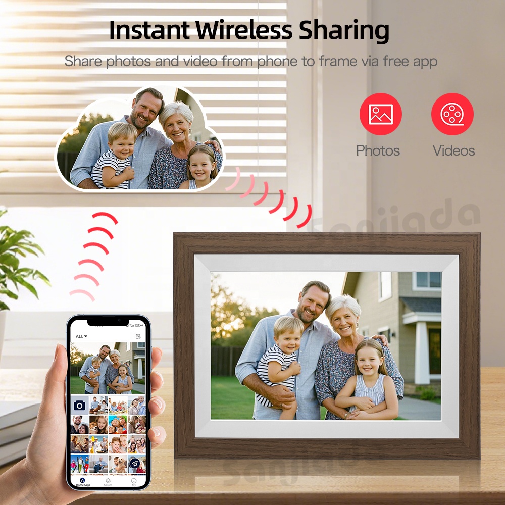Digital Photo Frame Wifi - 10.1インチWiFiデジタルフォトフレーム、1280×800タッチスクリーン搭載スマートフォトフレーム、32GB、Uhaleアプリで写真/動画を遠隔共有