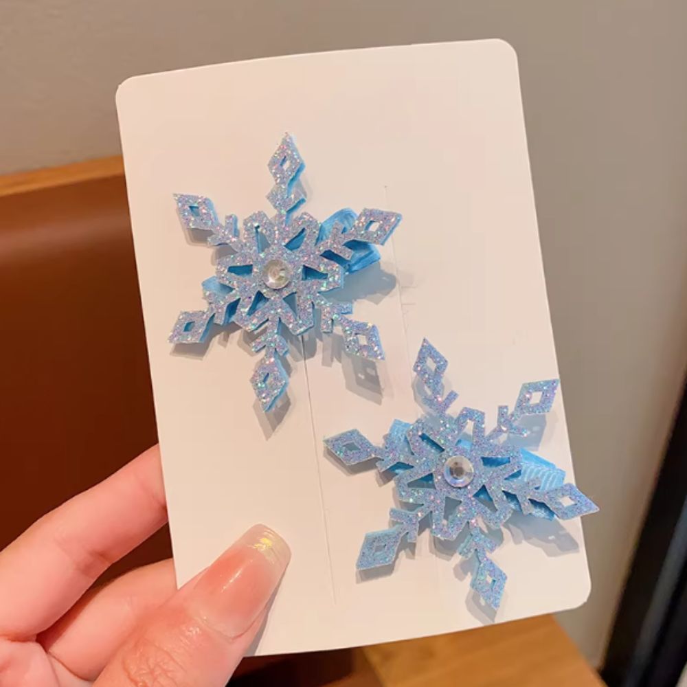 Elsa Gadget - 2 個子供用ヘアピン輝くスノーフレーク BB クリップエルサプリンセスヘアアクセサリー少女漫画クリスマス帽子誕生日ギフト