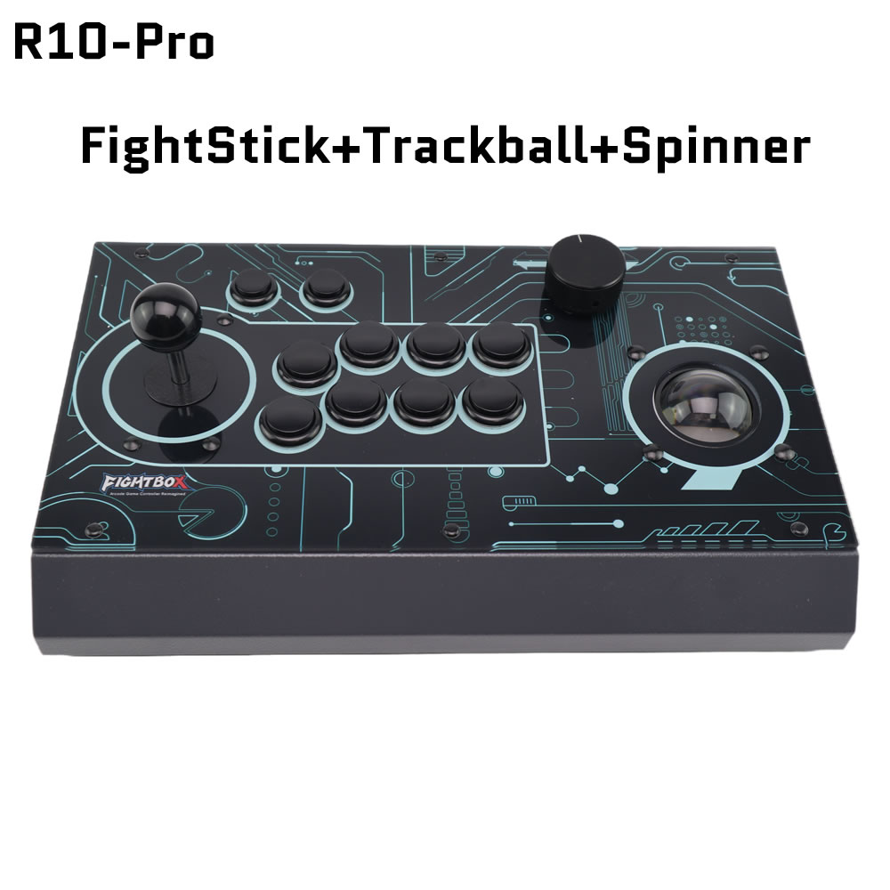 Retro Game Controller Usb - FightBox R10-PRO アーケードファイトスティック トラックボール＆スピナー付き レトロゲームコントローラー PC/PS3/SWITCH対応