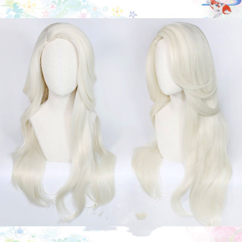 Elsa Gadget - エルザのコスプレウィッグ,雪の氷,長いウェーブ,耐熱性人工毛,かつらキャップ,新品
