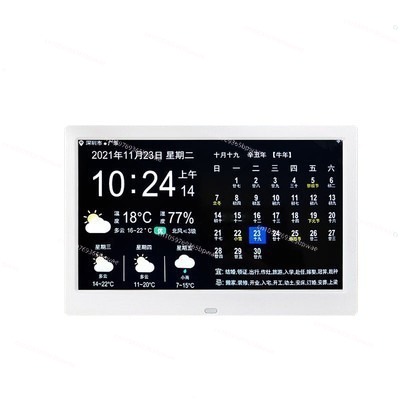 Digital Photo Frame Wifi - WiFi天気予報 10インチ永久カレンダー 屋外温度・湿度電子時計 デジタルフォトフレーム