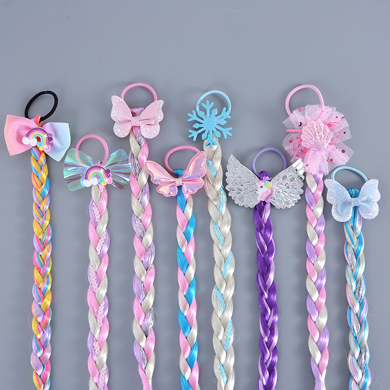 小さな女の子用ロングブレイドヘアローズキッズレインボーウィッ - Elsa Gadget のレビューと価格