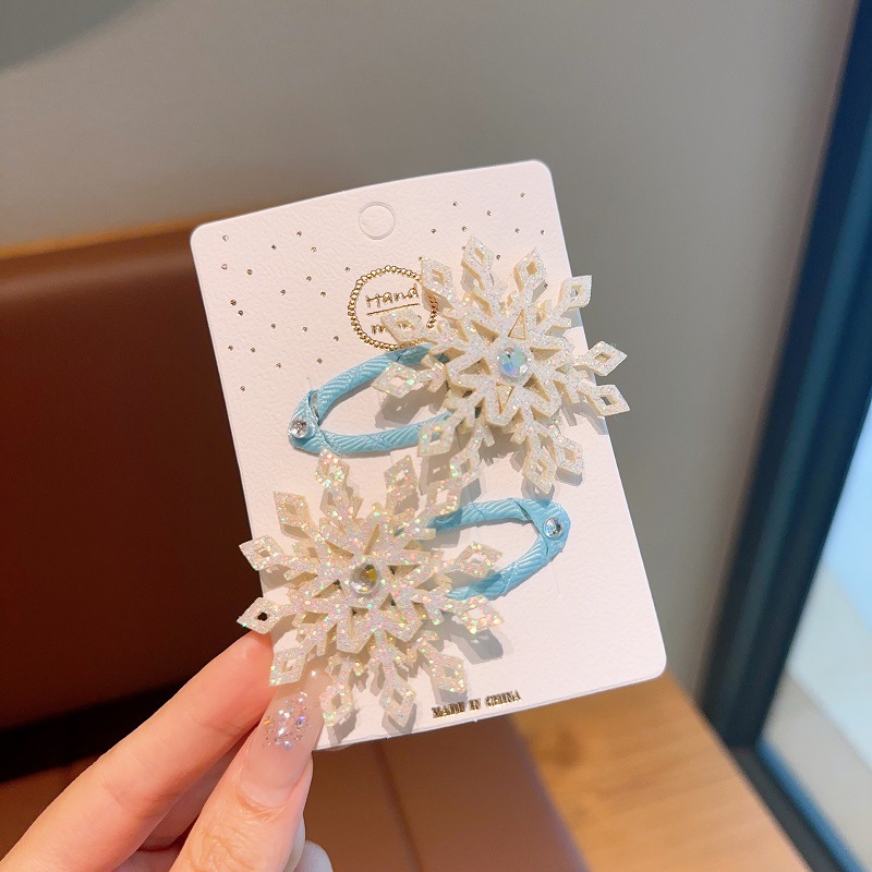 2 個冬の新冷凍スノーフレークヘアピン子供のヘアクリップエル - Elsa Gadget のレビューと価格