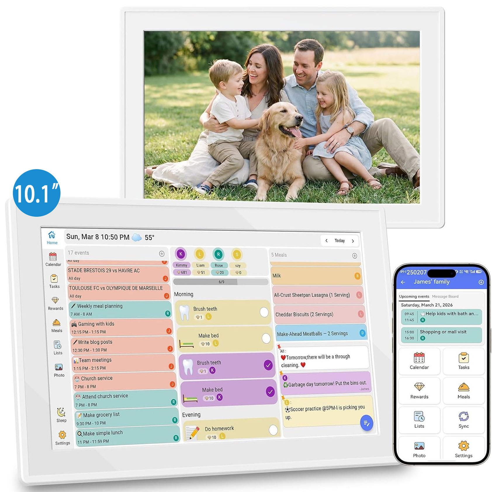 10.1インチWiFiデジタルファミリーカレンダー、スマート - Digital Photo Frame Wifi のレビューと価格