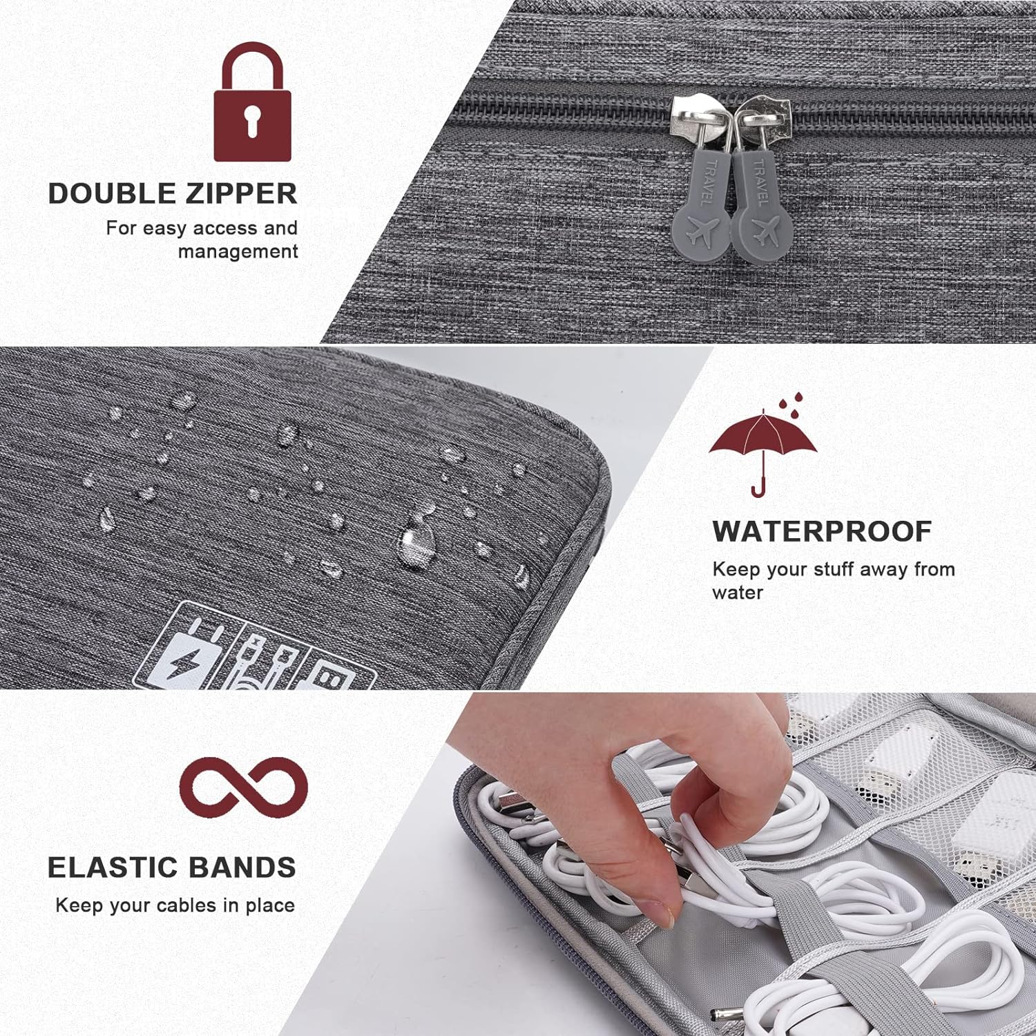 ポータブルデジタル収納バッグ USB ガジェット防水ケーブル - Electronics And Gadgets With A のレビューと価格